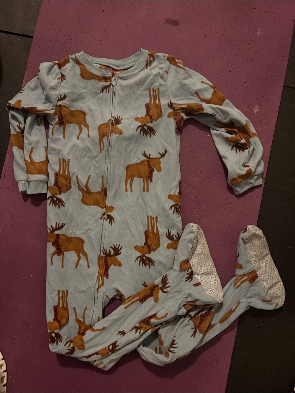 ⭐️5/$15! Carter’s Cozy Moose Print Kids One-Piece Pajamas in Light Blue